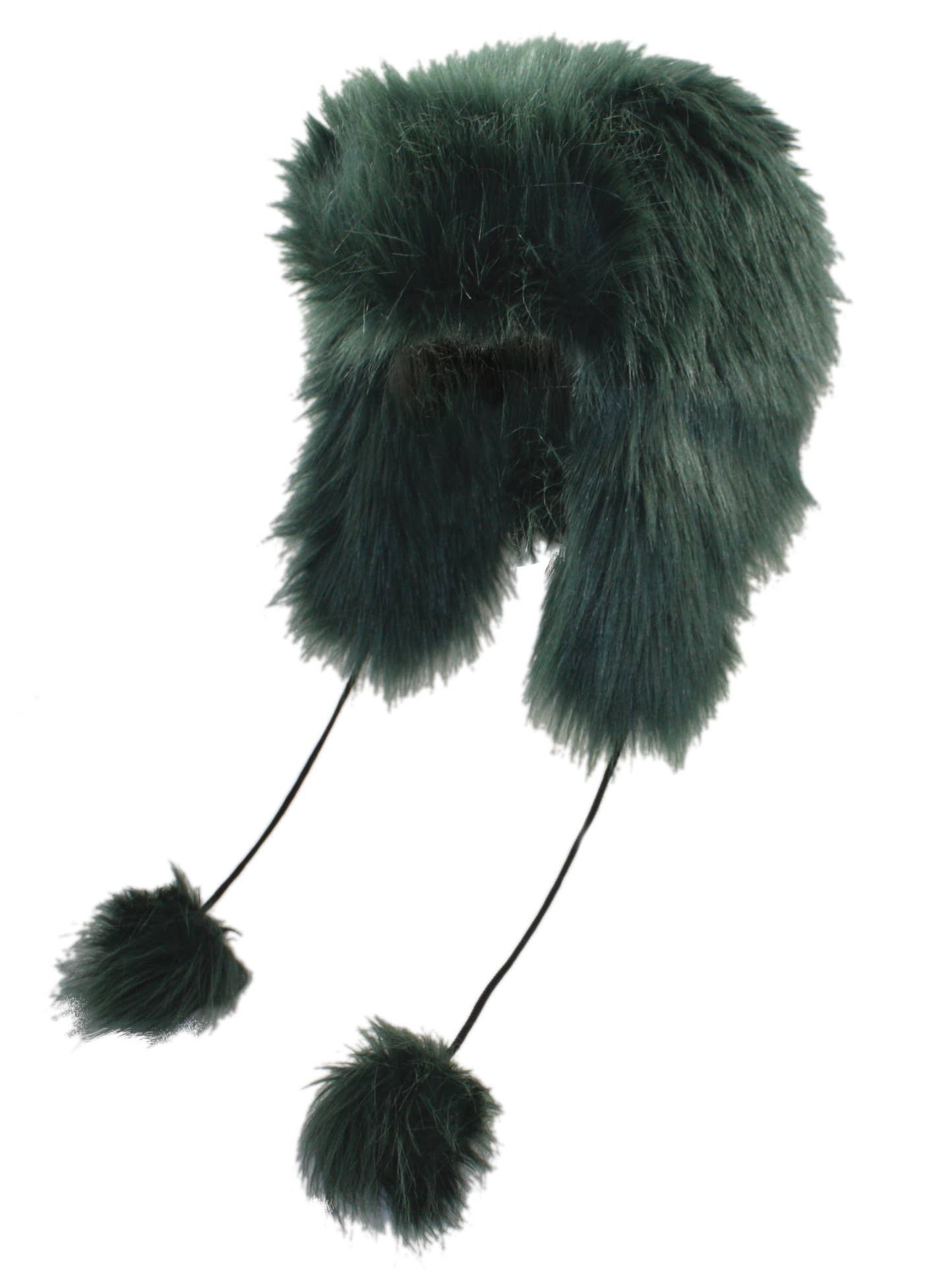 Green faux fur trapper hat