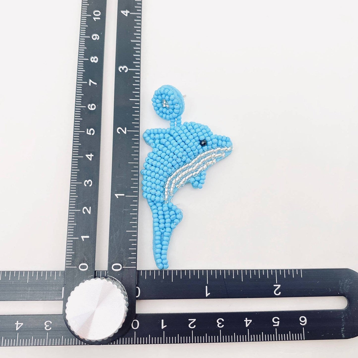 Glass Seed Beads Blue Dolphin Post Earrings