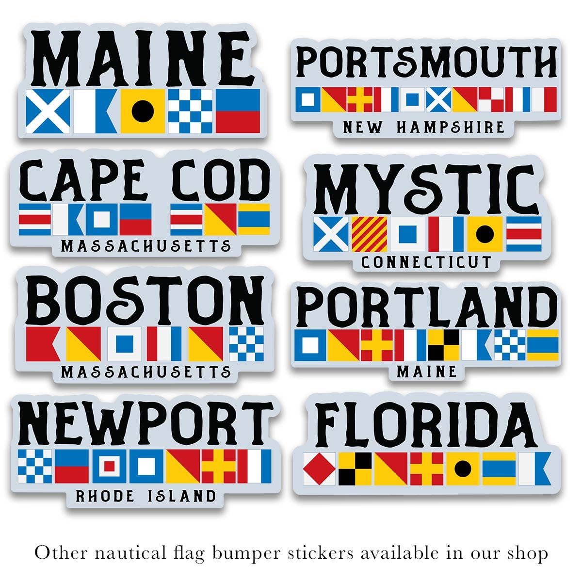 Portsmouth NH Nautical Flags Large Vinyl Bumper Sticker
