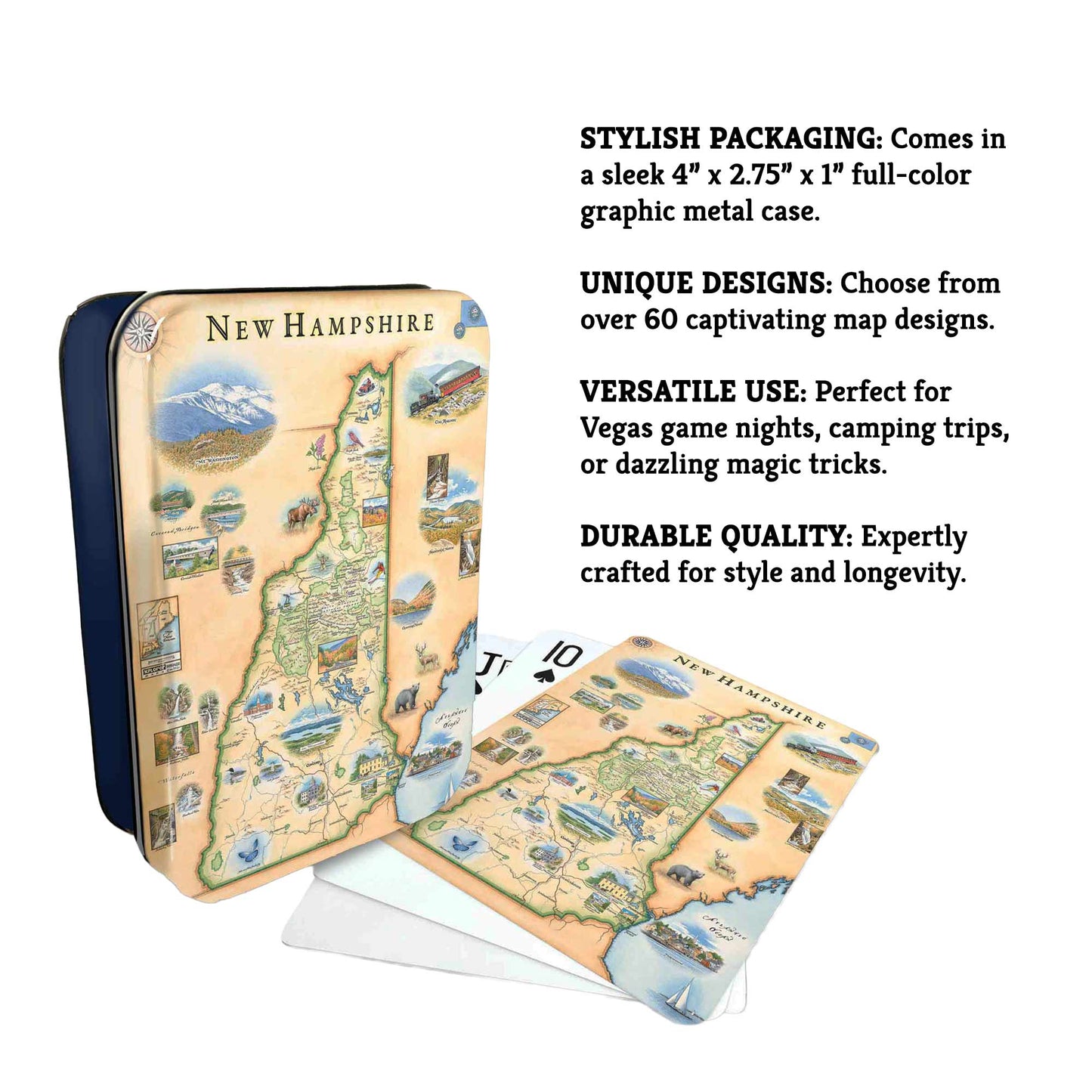 New Hampshire State Map Playing Cards
