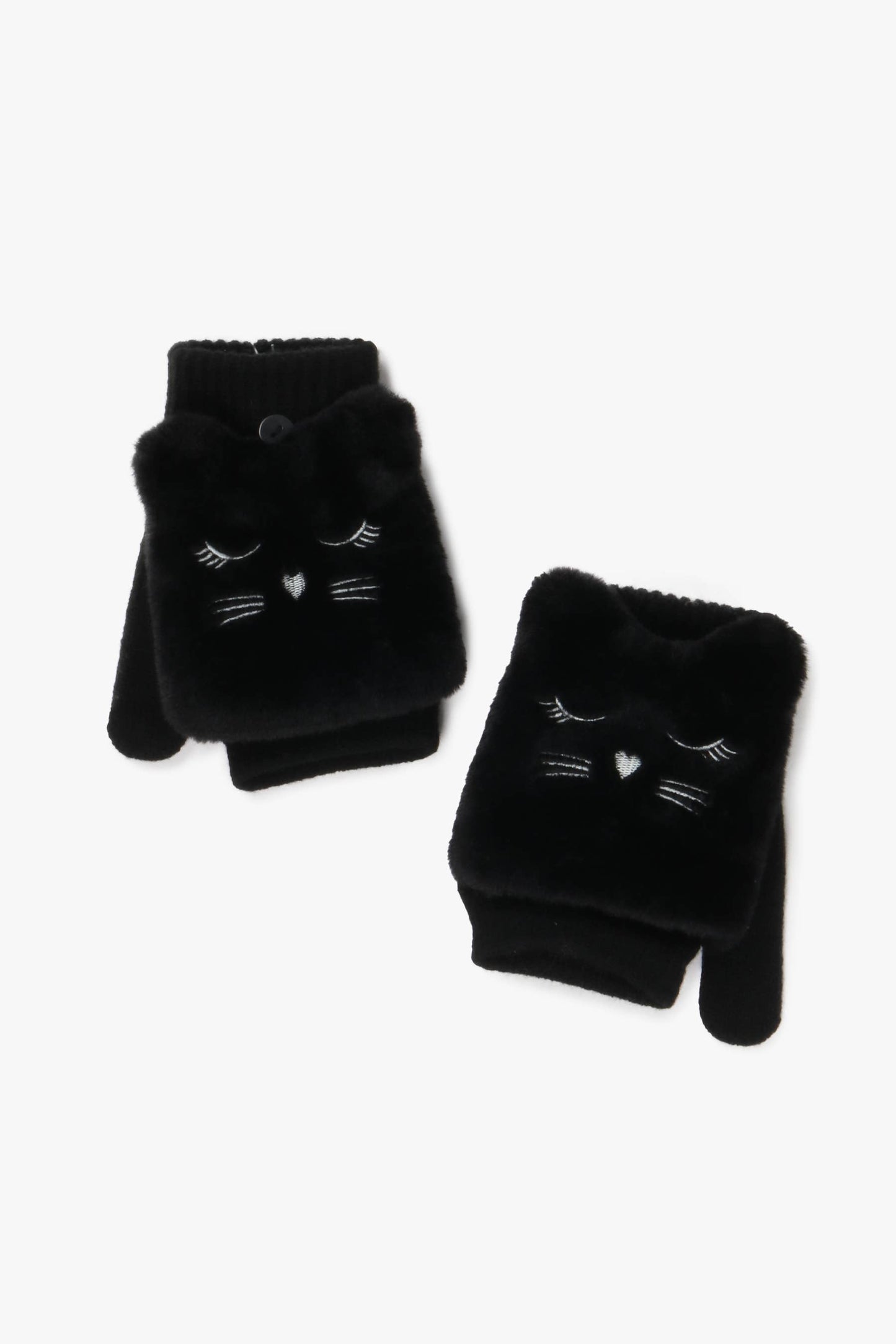 Cat embroidery in Flip Top Gloves
