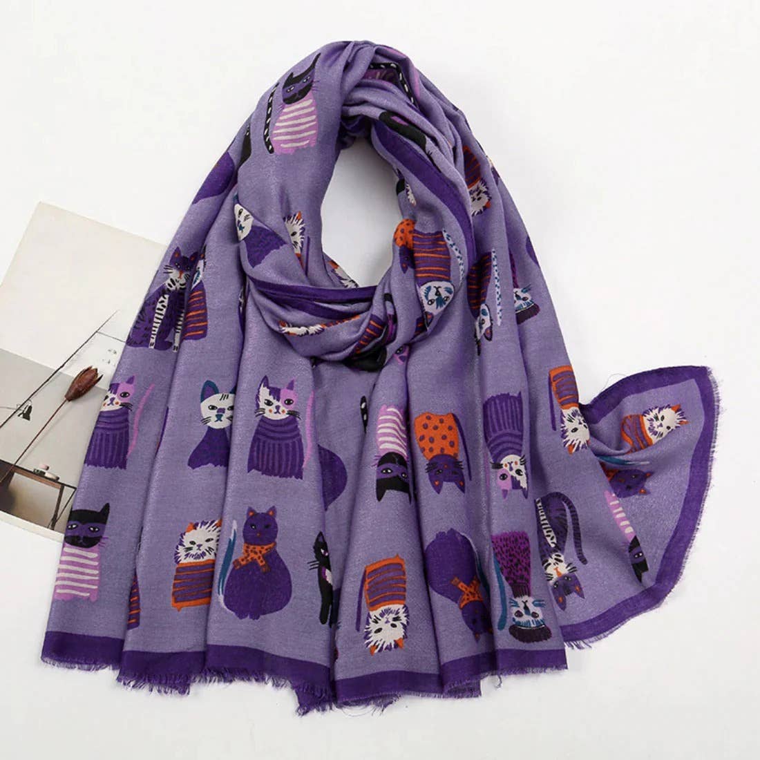 Cute Cartoon Cat Pattern Scarf