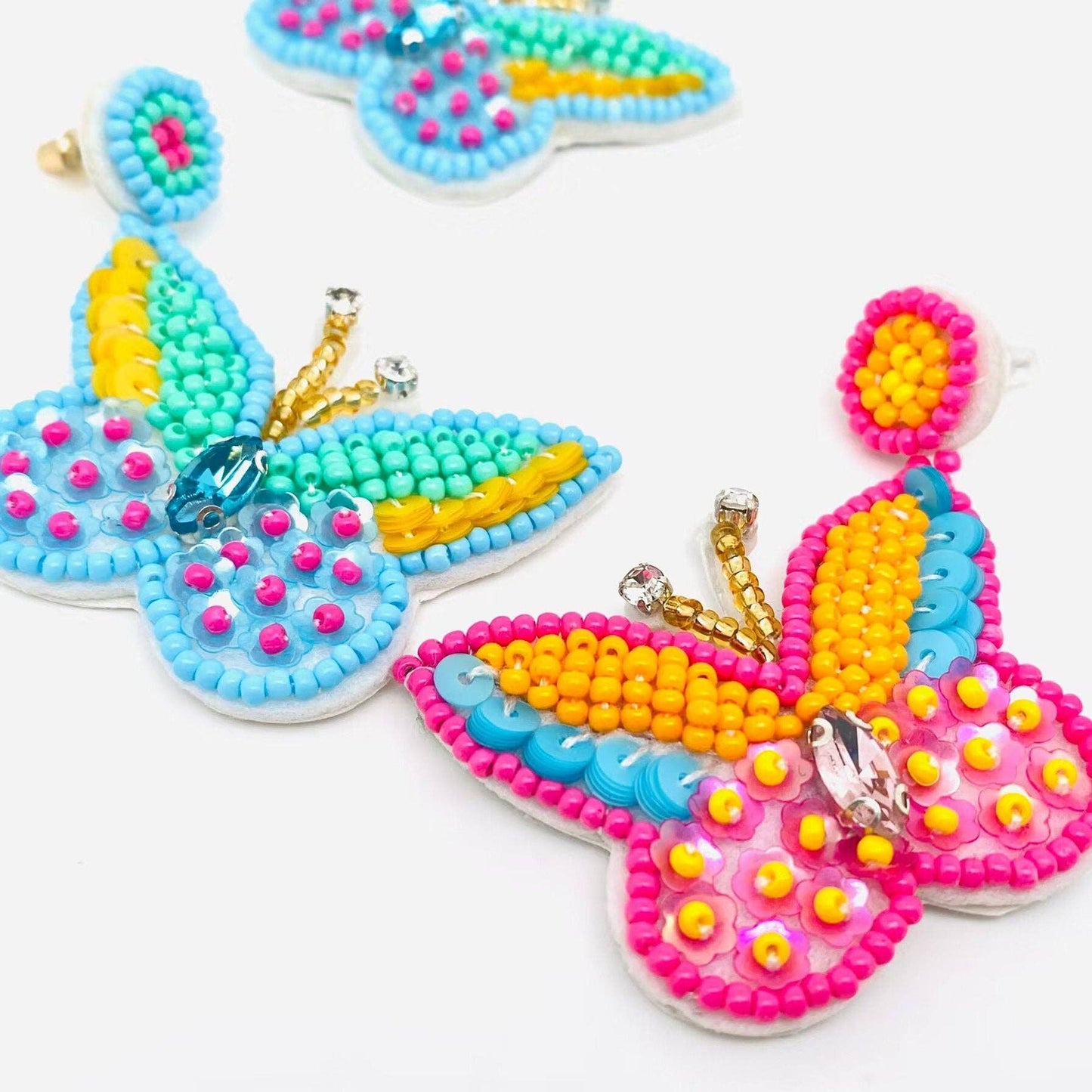 Colorful butterfly beaded earrings