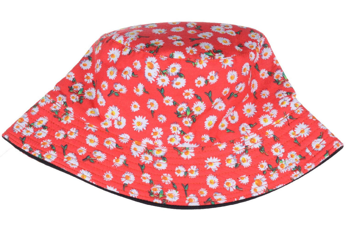 Red floral bucket hat