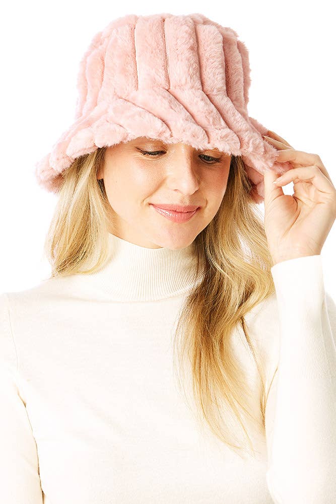 Solid Soft Faux Fur Bucket Hat