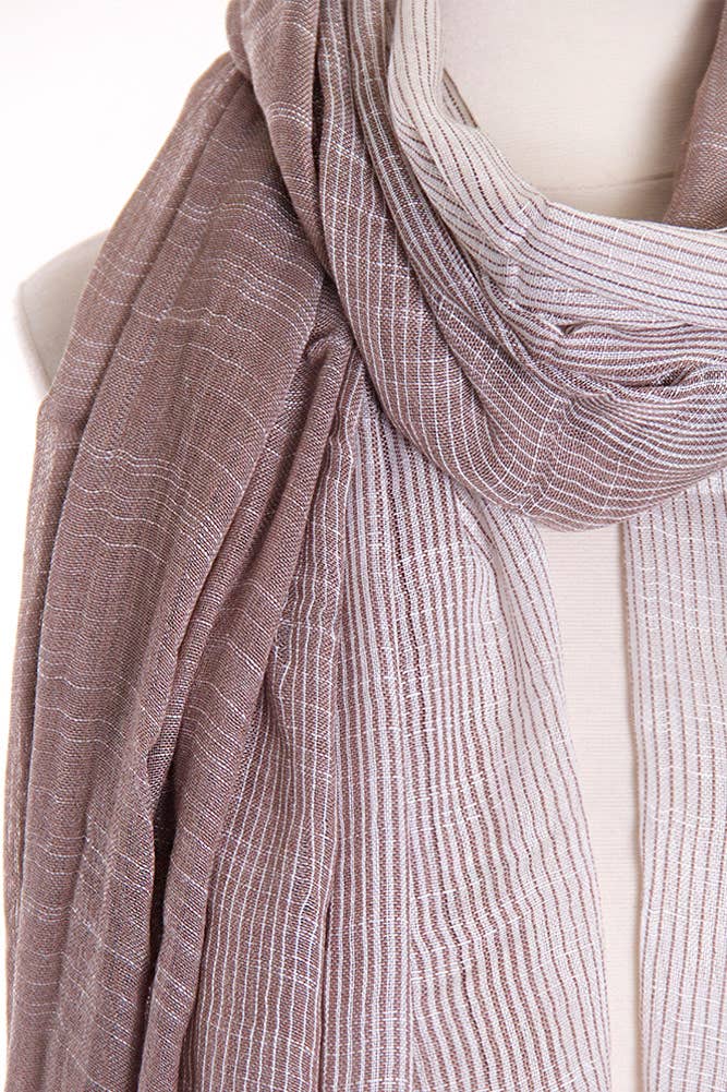 Two Tone Stripe Textured Oblong Scarf