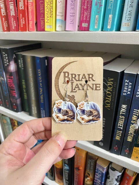 Books and Cats Themed Booklover Earrings