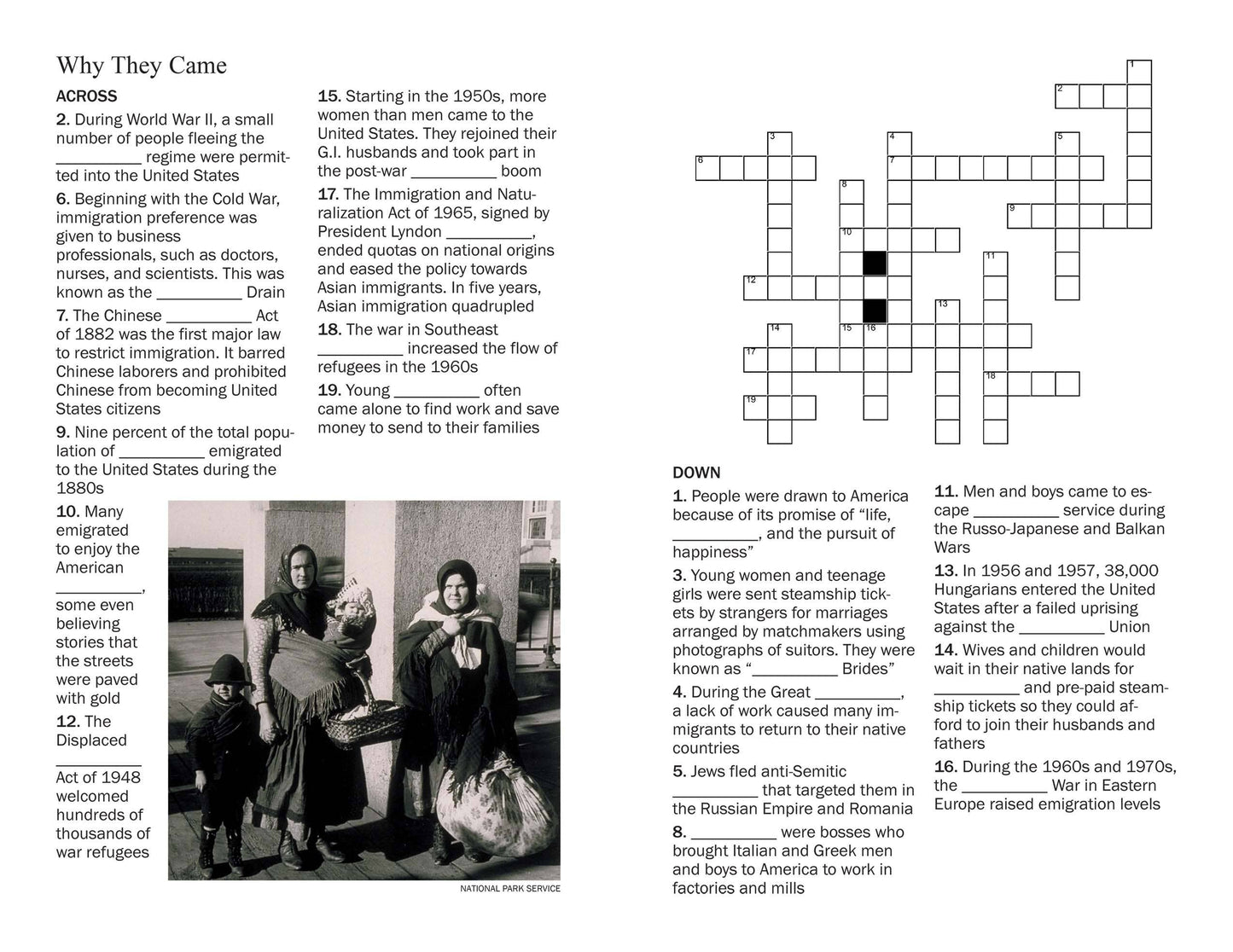 Ellis Island and the Statue of Liberty Crossword Puzzles
