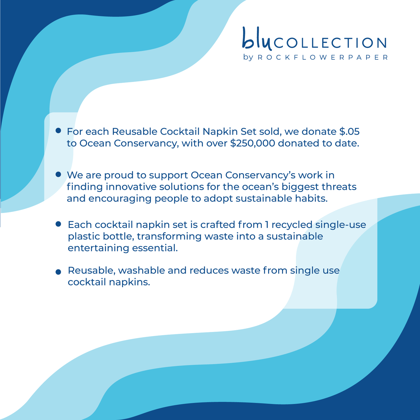 LOBSTER WAVES Reusable Eco Cocktail Napkins, set of 8