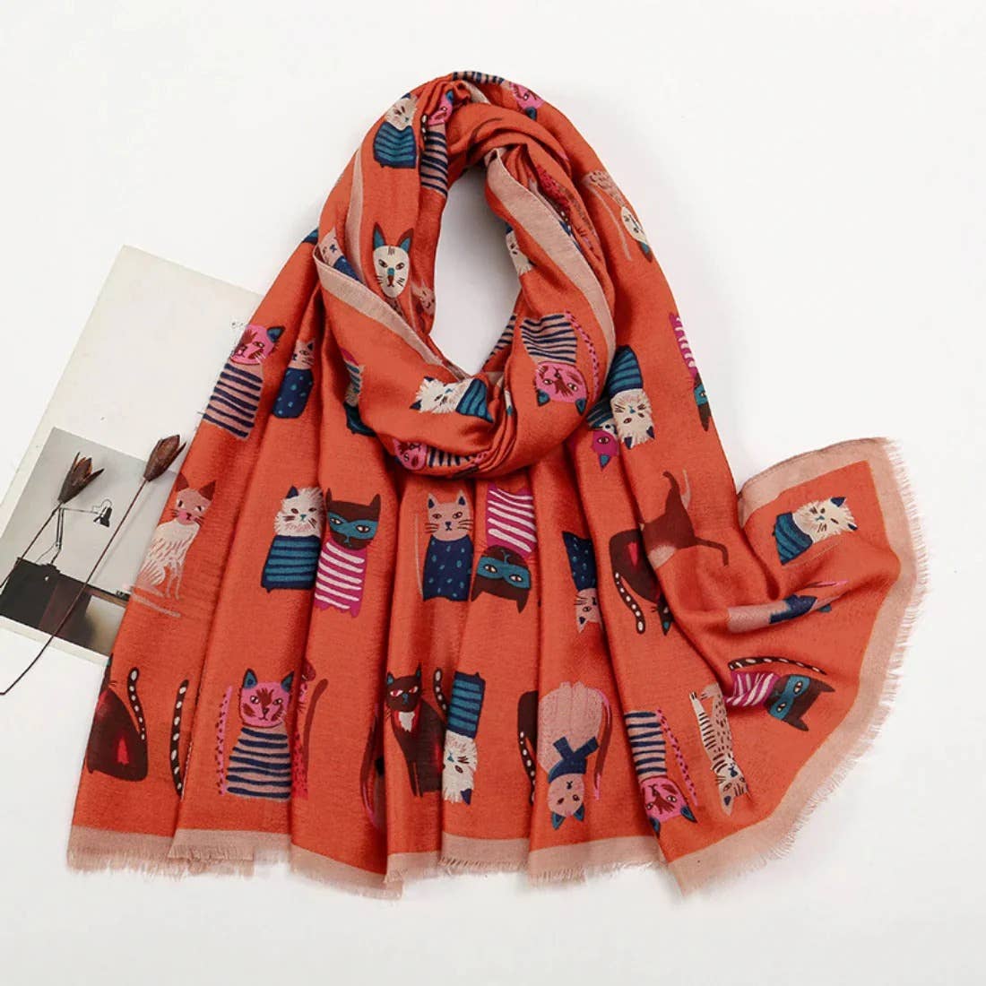 Cute Cartoon Cat Pattern Scarf