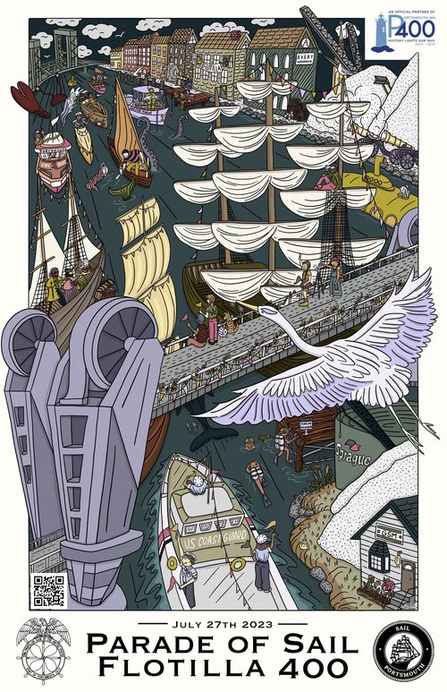 Parade of Sail Flotilla 400 signed poster by Liz Deleo