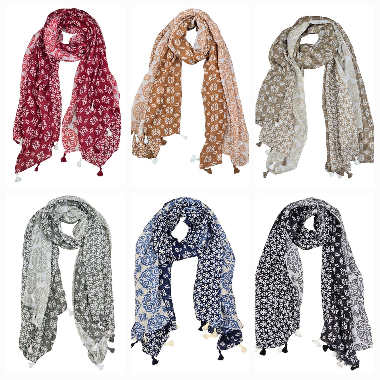 Cotton Scarves with Tassels