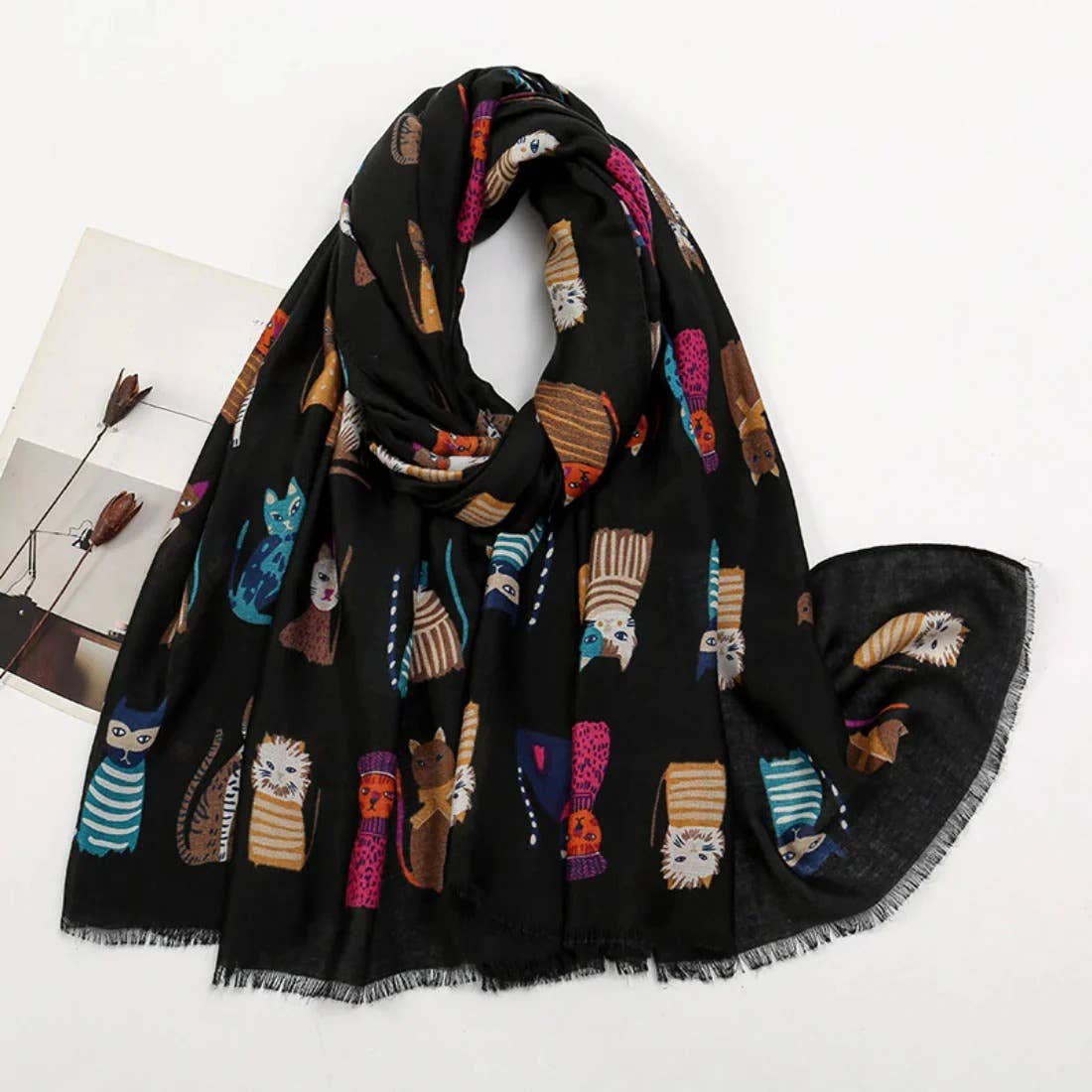 Cute Cartoon Cat Pattern Scarf