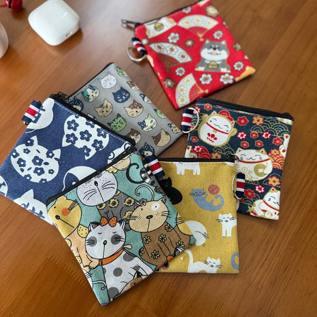 Cosbai - Canvas Cat Pattern Coin Purse