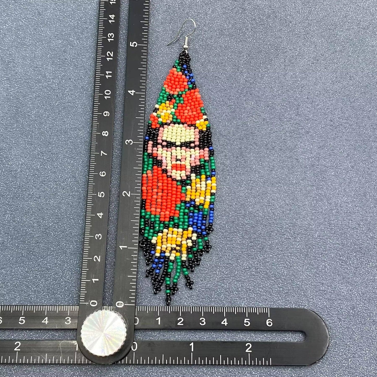 Handmade Face Pattern Seed Beads Fringe Earrings