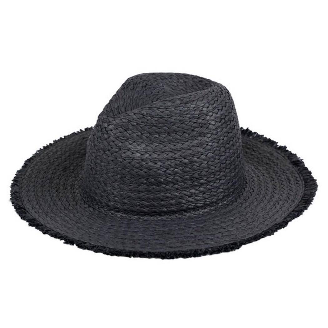 Frayed solid straw hat