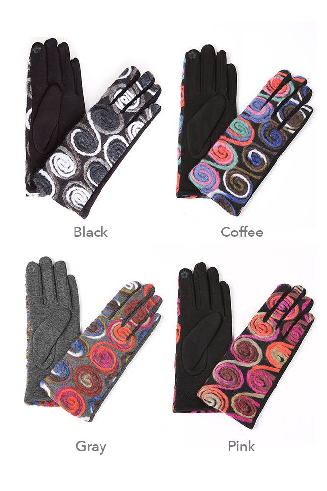 Assorted Swirl Pattern Fashion Gloves