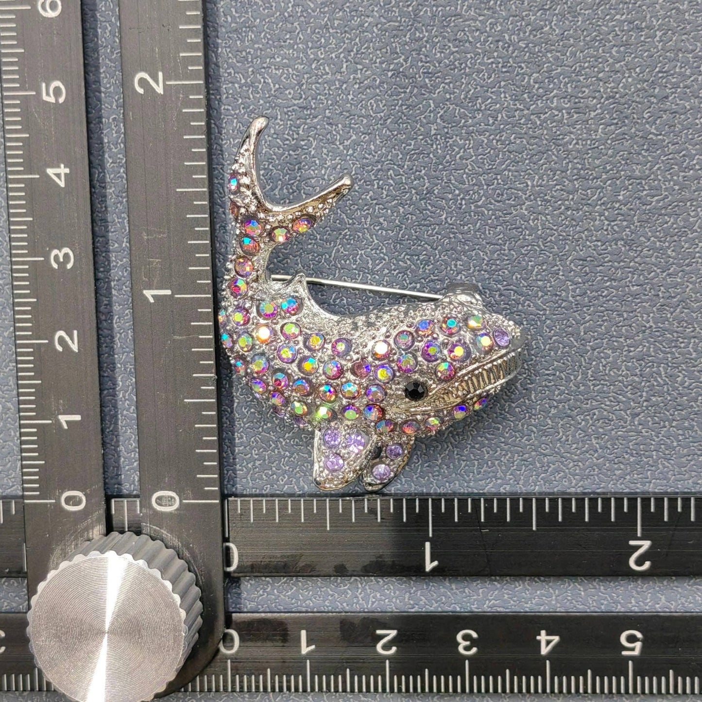 Rhinestone Whale Brooch