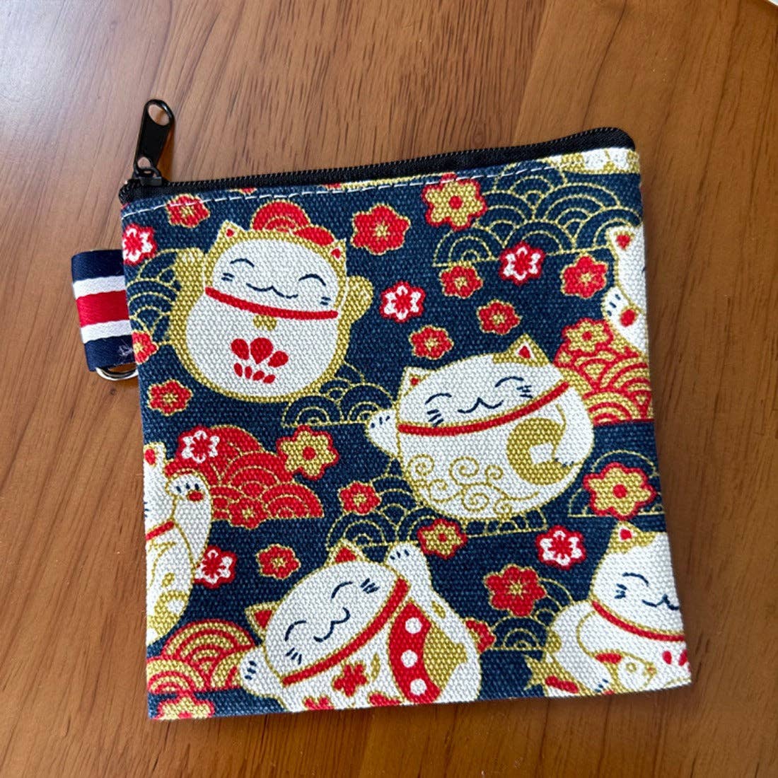 Cosbai - Canvas Cat Pattern Coin Purse