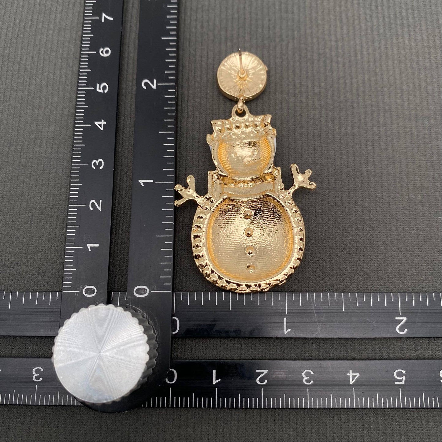 Rhinestone Inlaid Enamel Christmas Snowman Dangle Earrings