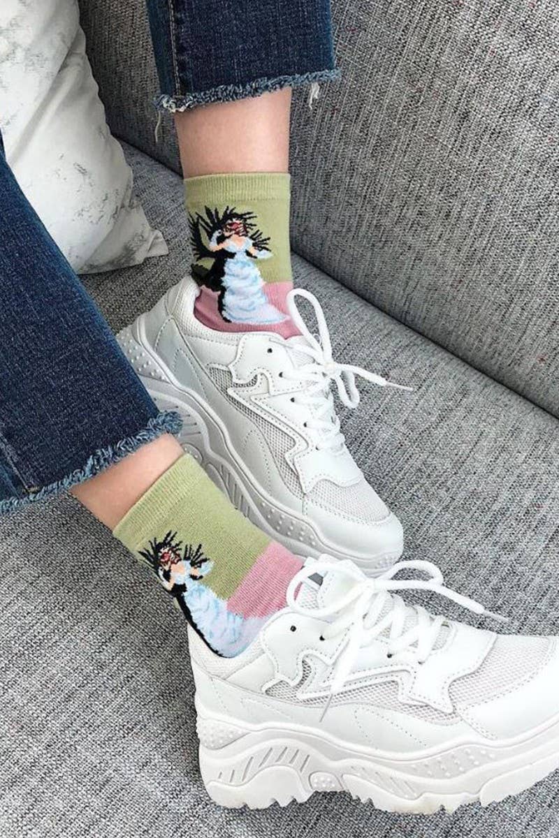 Famous Painting Crew Length Socks