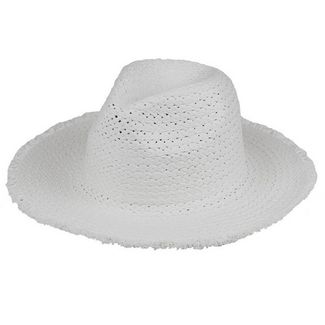 Frayed solid straw hat