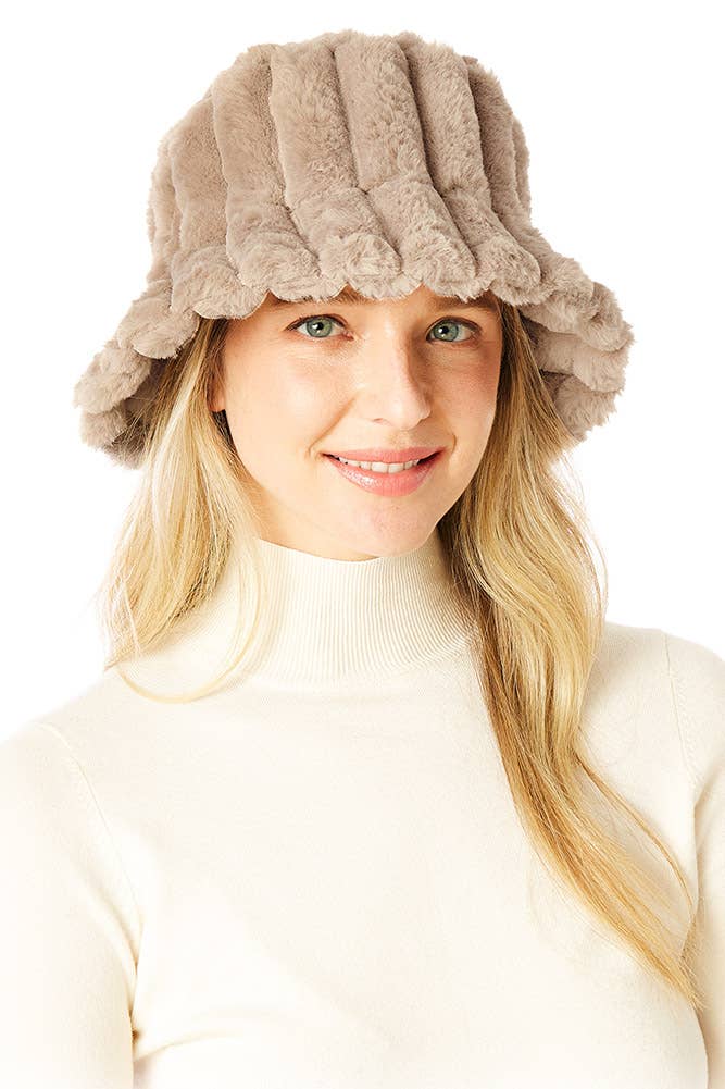 Solid Soft Faux Fur Bucket Hat