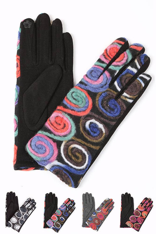 Assorted Swirl Pattern Fashion Gloves