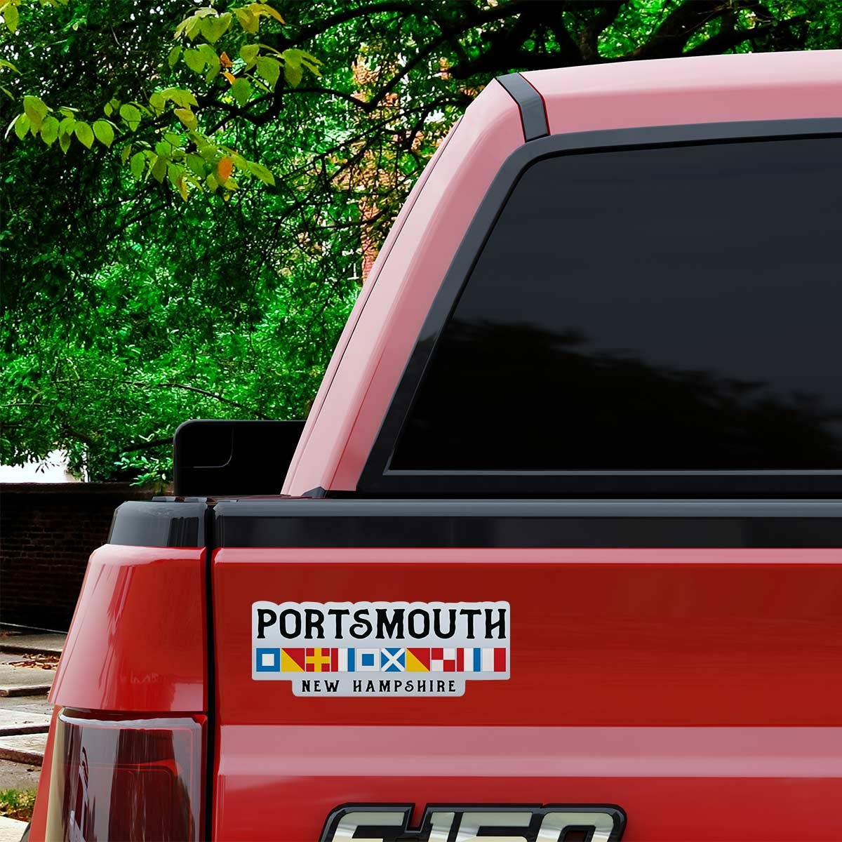 Portsmouth NH Nautical Flags Large Vinyl Bumper Sticker