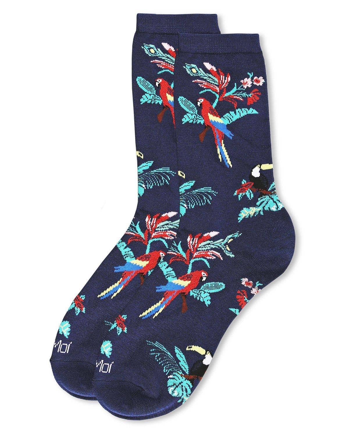 Tropical Parrots Bamboo Blend Crew Socks