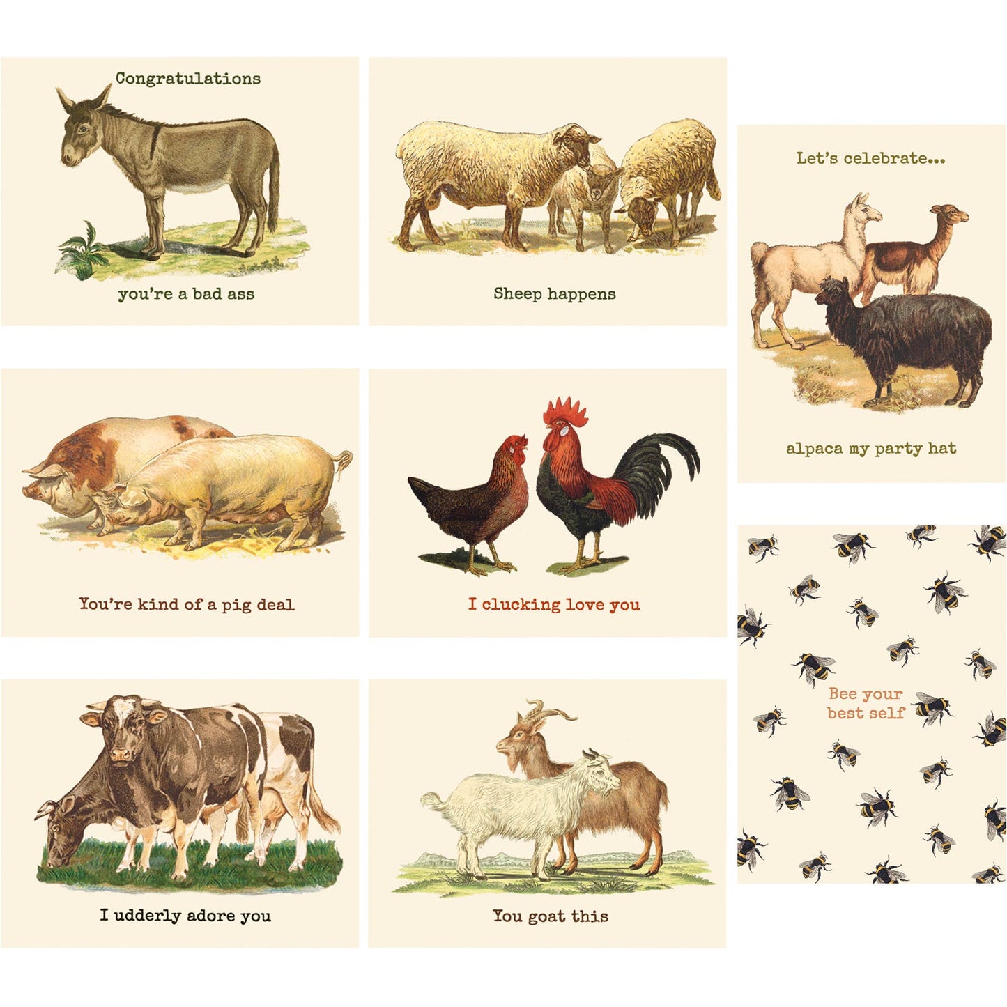 Animal Puns Note Card Set