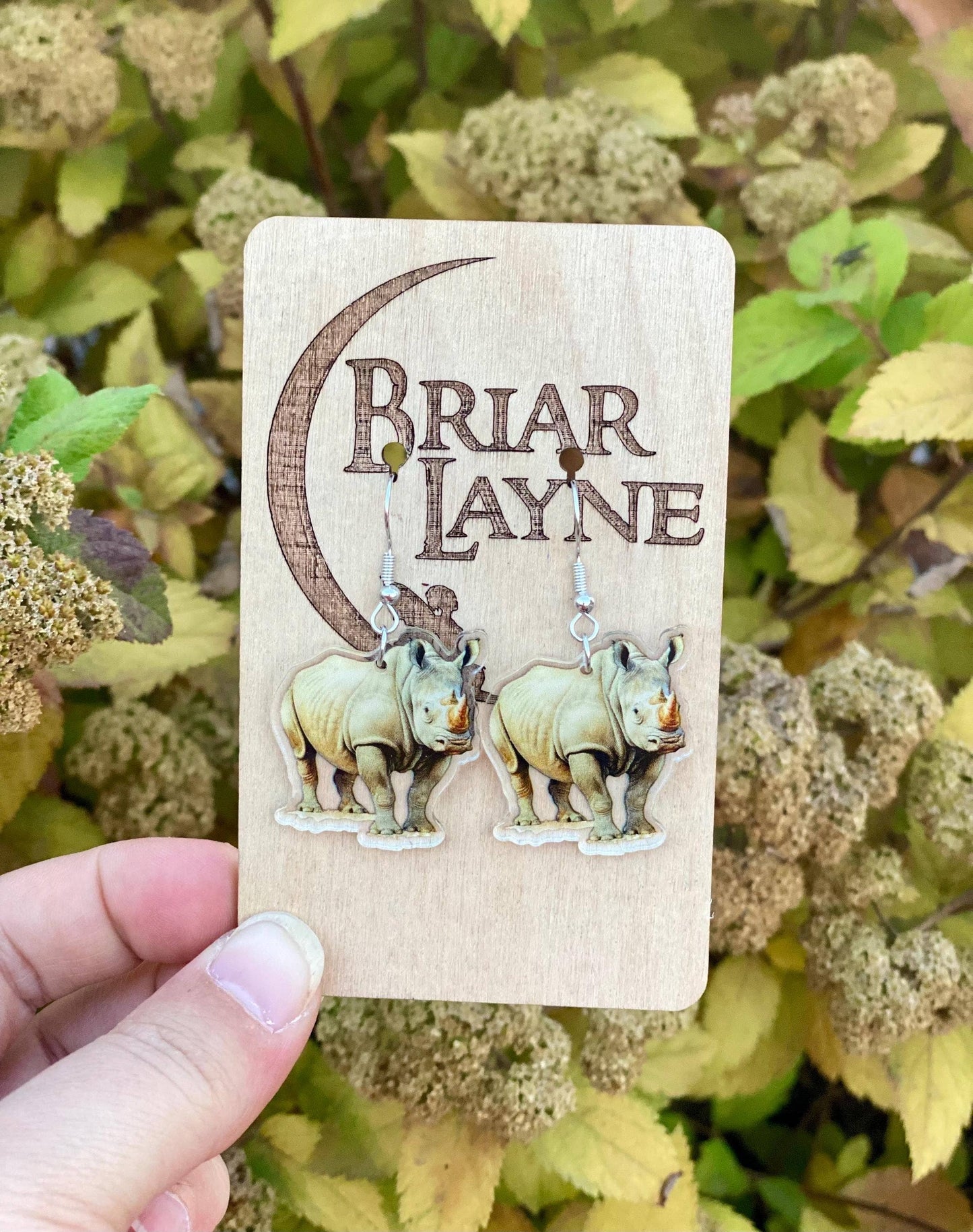 African Rhino Safari Earrings with Black & White Rhino Motif