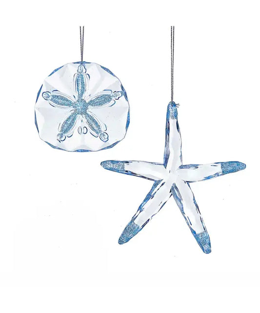 Starfish and shell acrylic ornaments