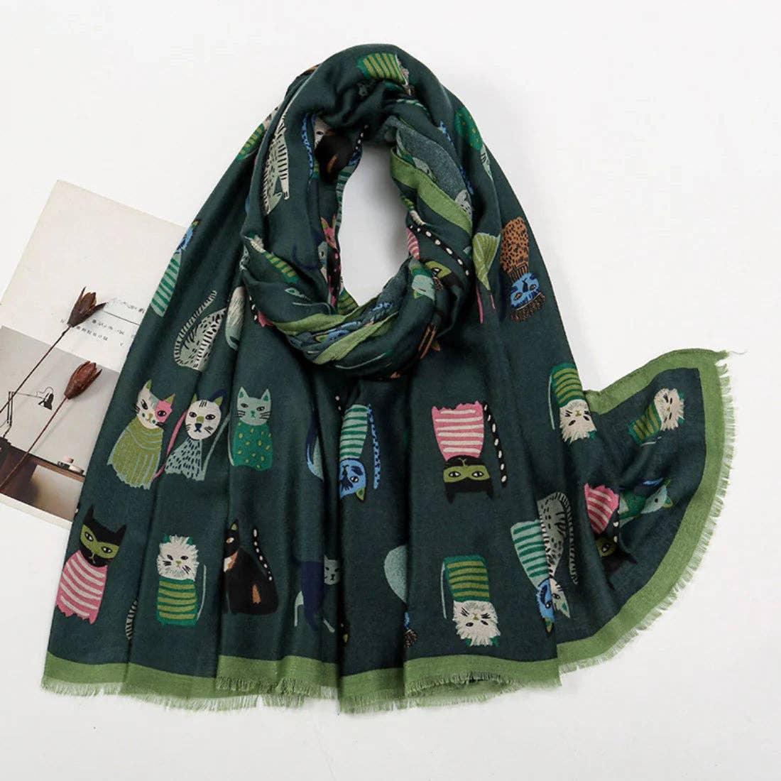 Cute Cartoon Cat Pattern Scarf
