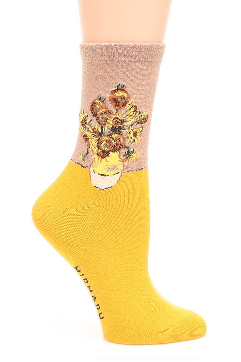 Women's Painting Cotton Blend Crew Socks.