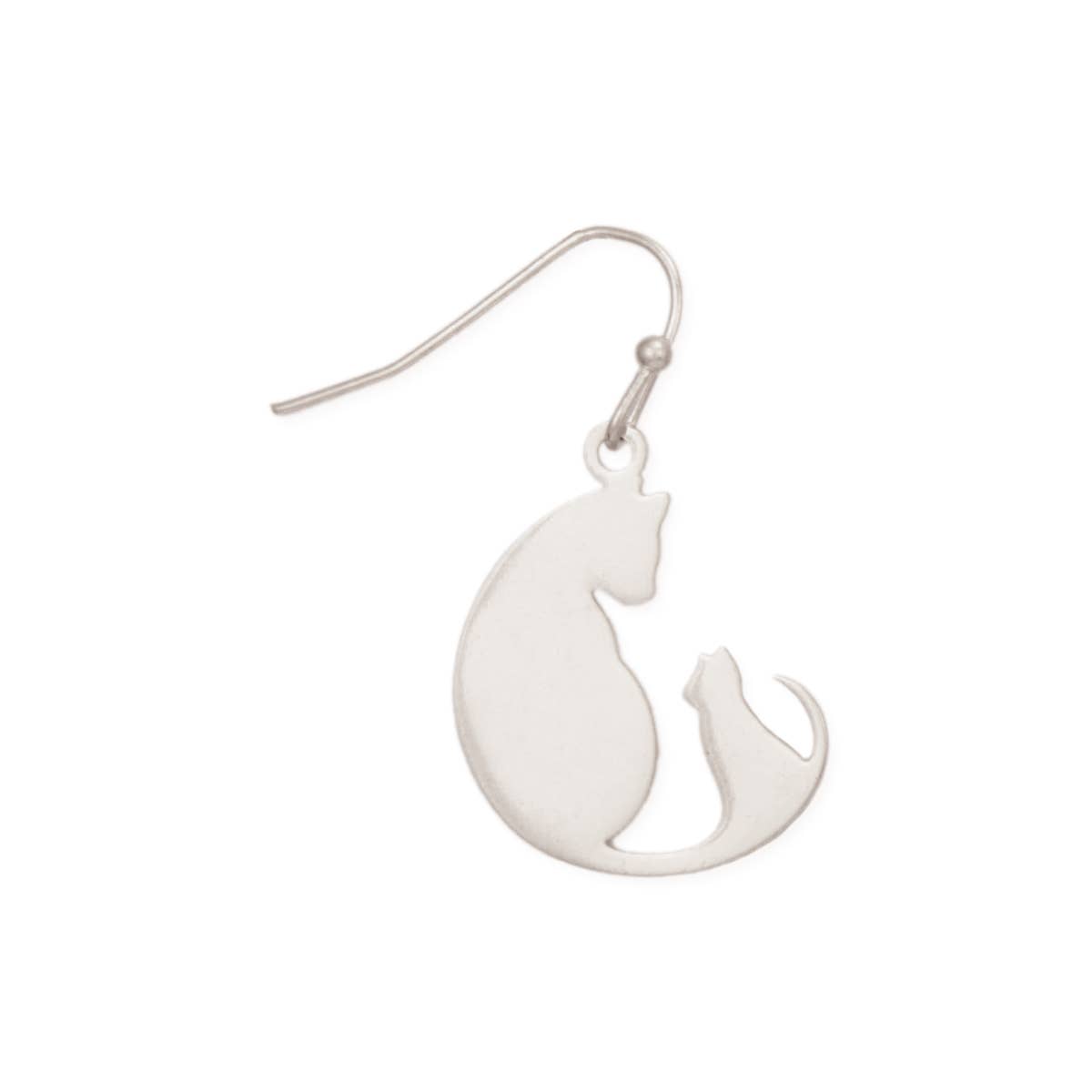 Mother's Love Cat & Kitten Silver Earrings