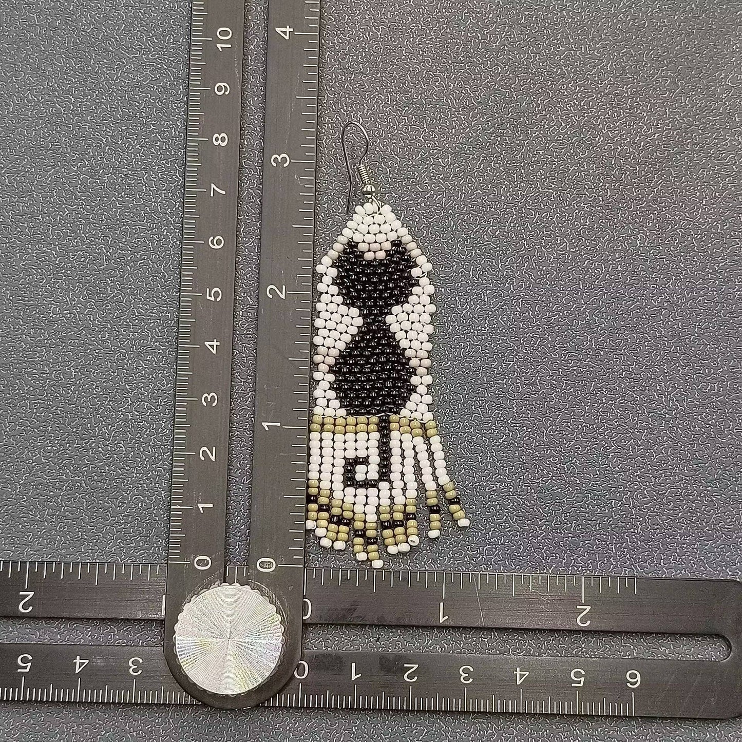Black Cat Kitten Seed Beads Fringe Earrings