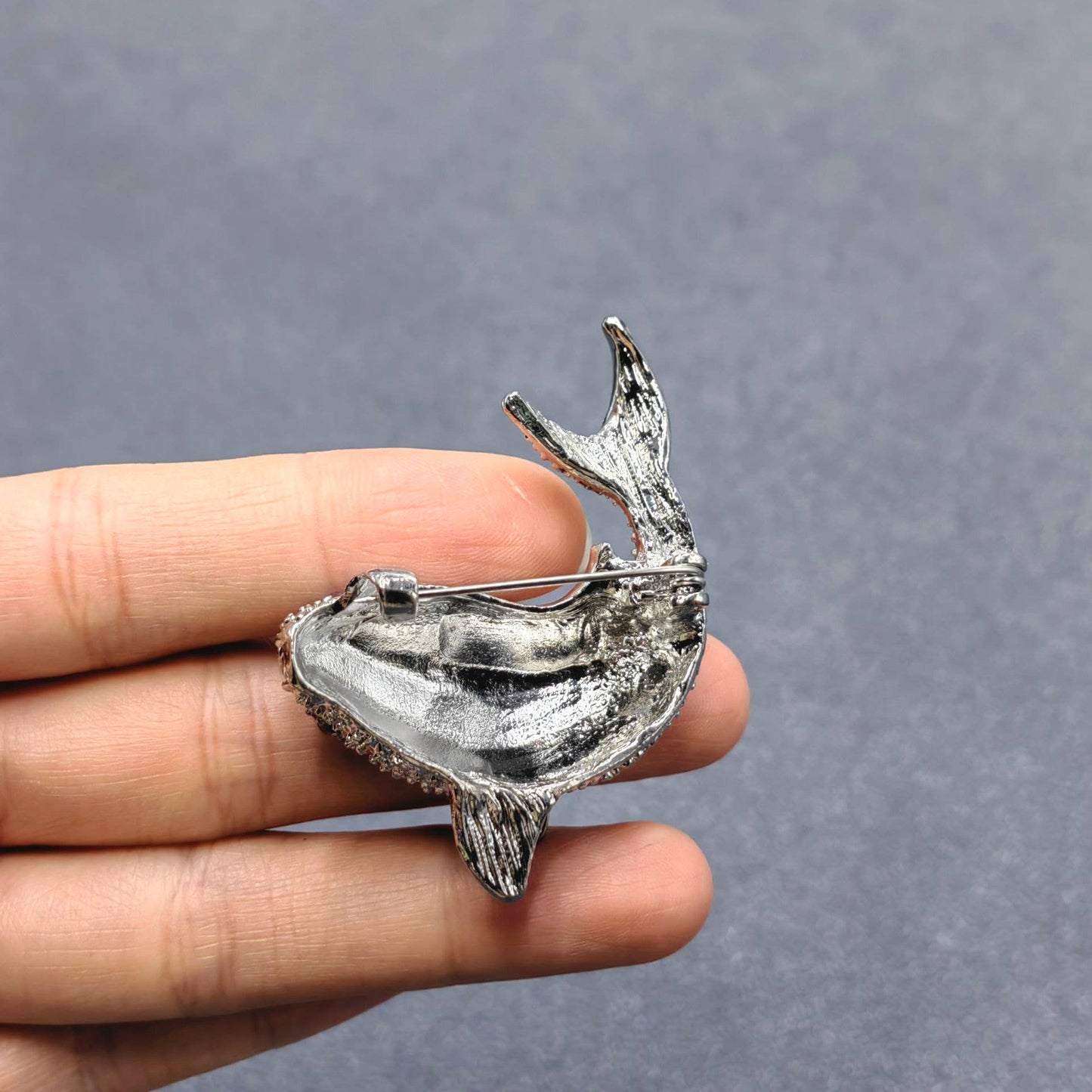 Rhinestone Whale Brooch