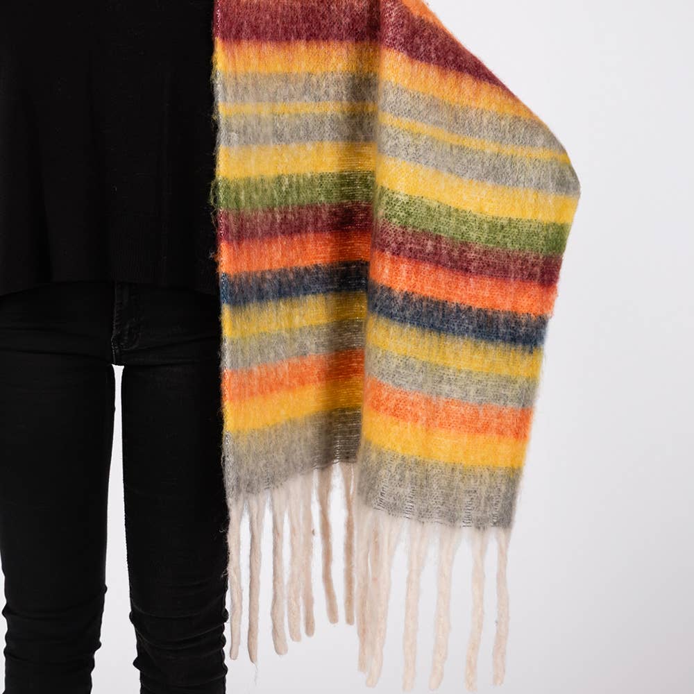 Brushed Multi Color Stripe Scarf