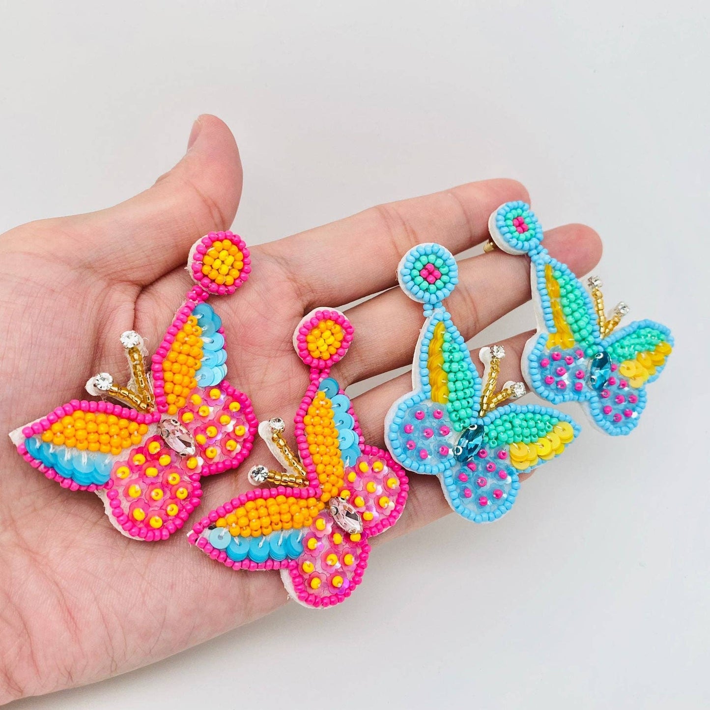 Colorful butterfly beaded earrings