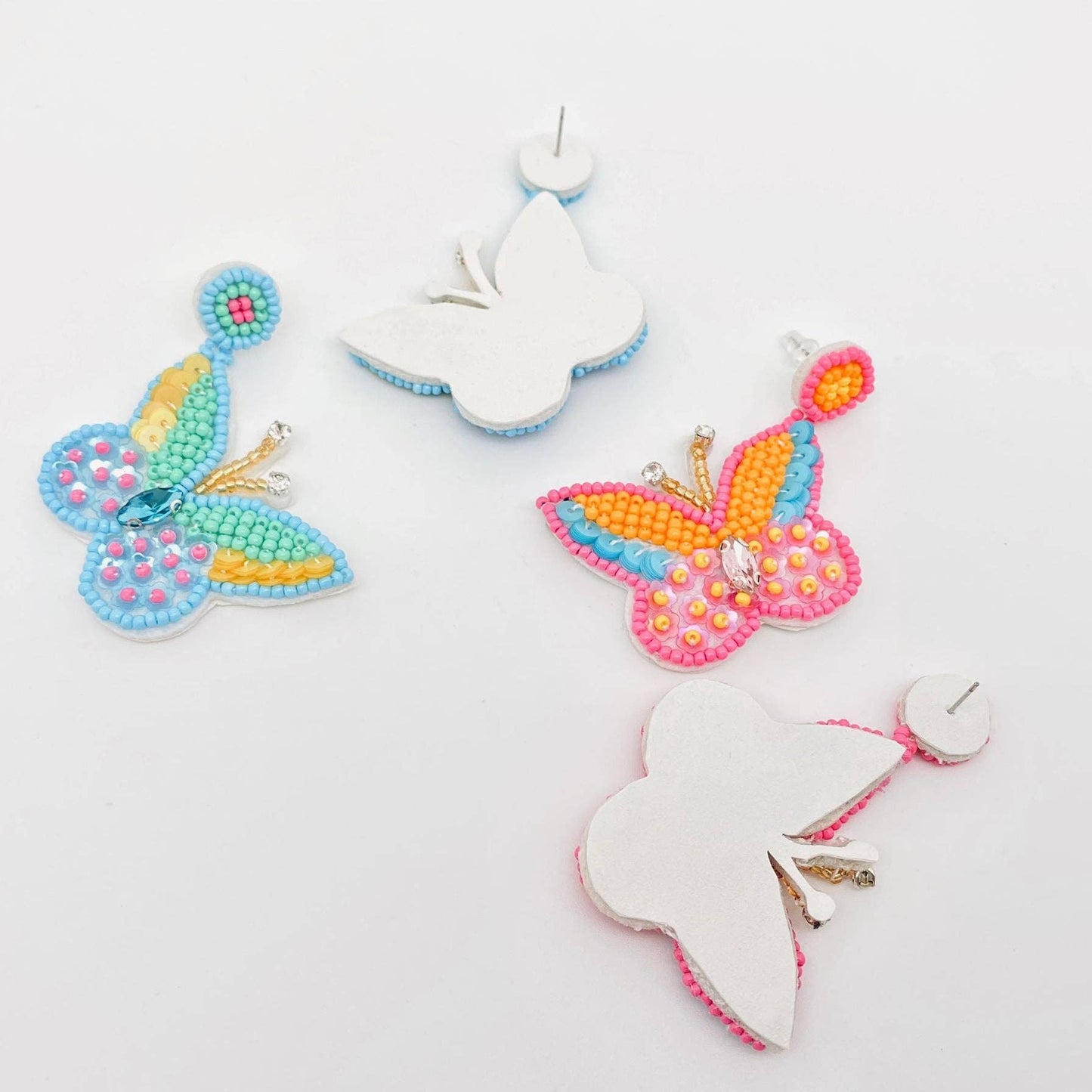 Colorful butterfly beaded earrings