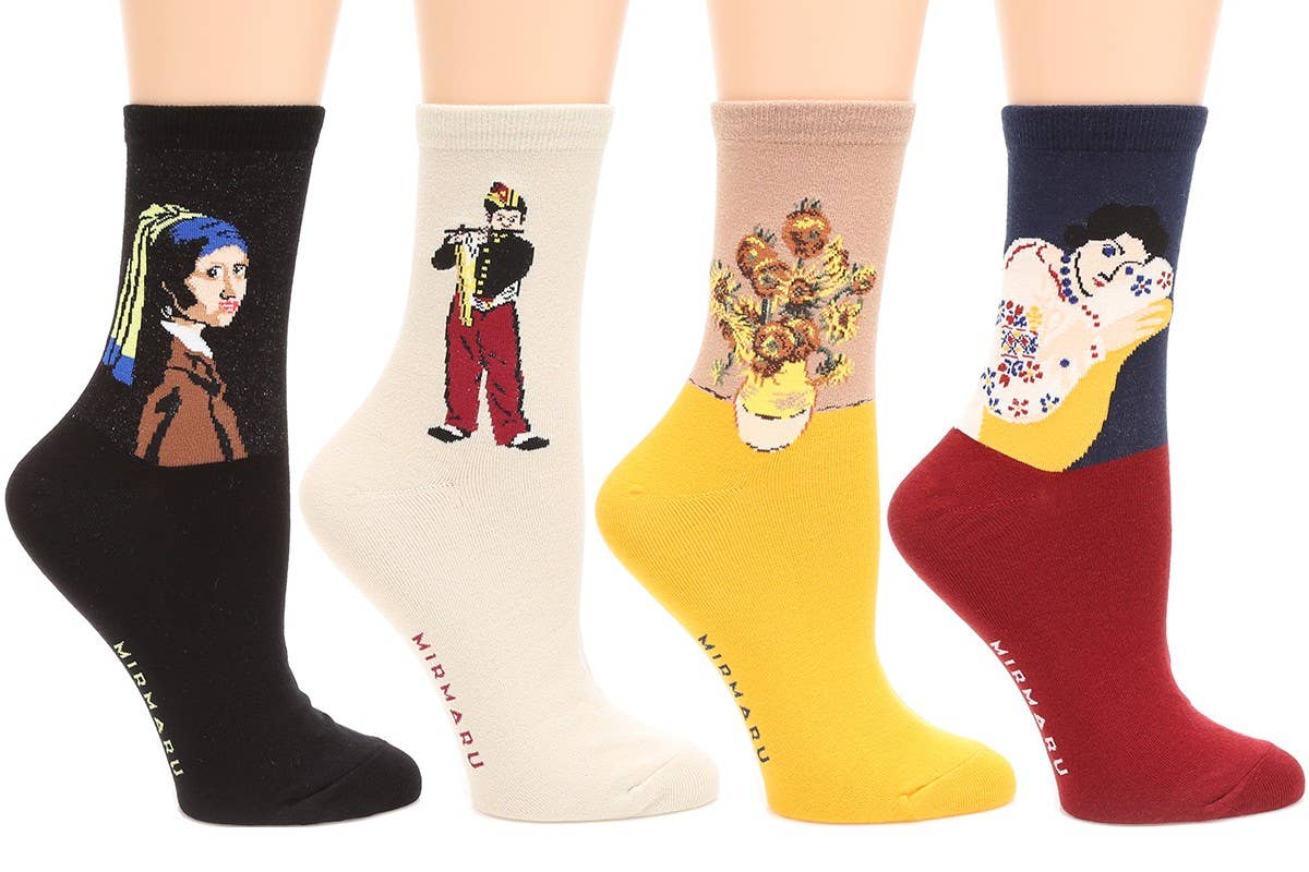 Women's Painting Cotton Blend Crew Socks.