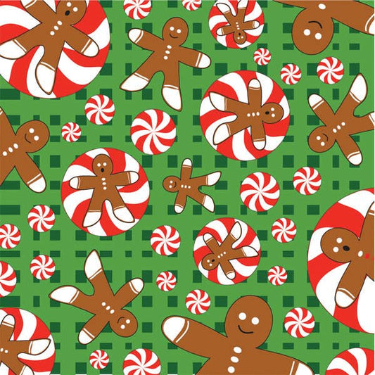 Bandanna - 22" MADE IN USA - Gingerbread Men