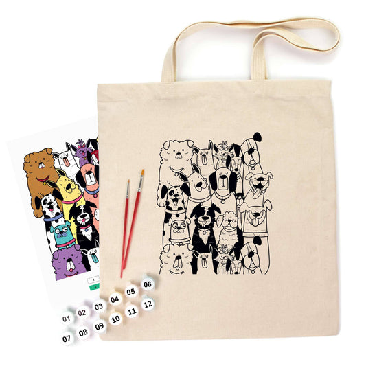 Eco-Friendly Cotton Eco bag Coloring Kit – Dogs Design (220 GSM, 38x42 cm)