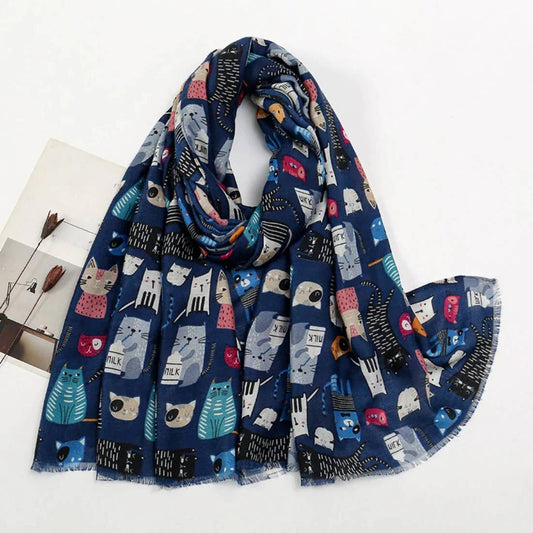 Cartoon Cat Pattern Scarf