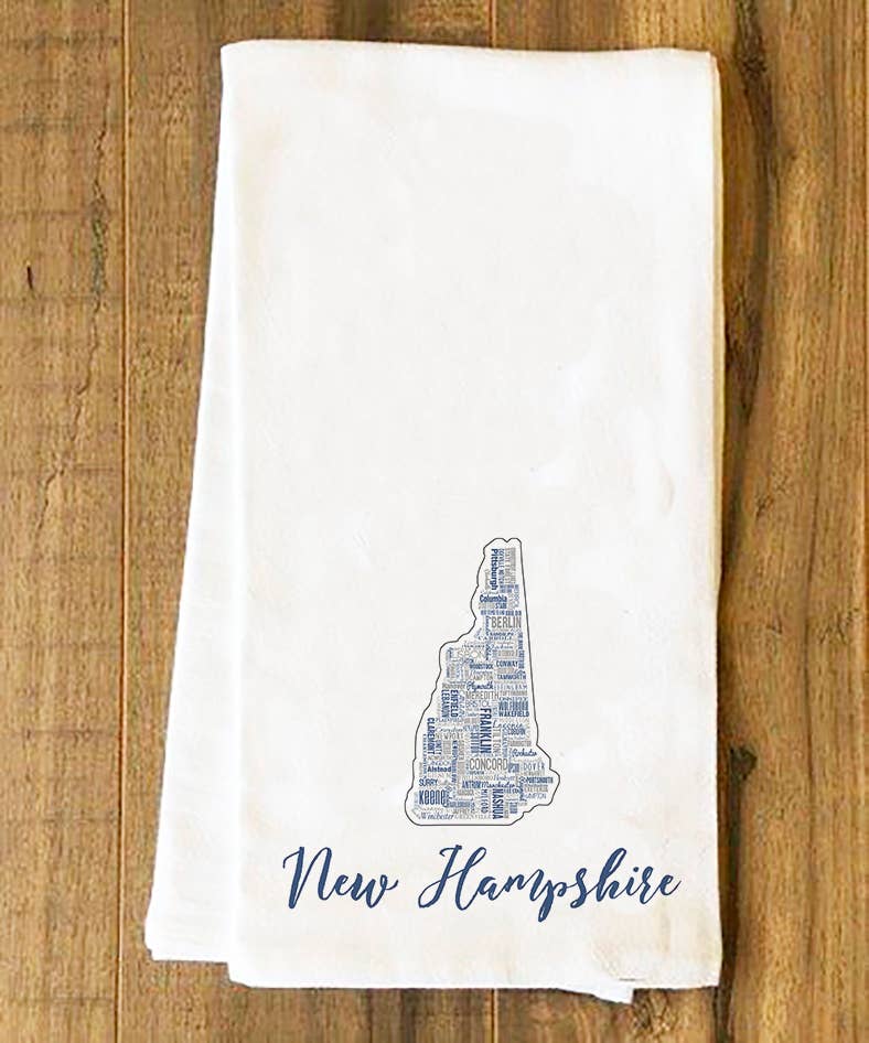 New Hampshire State Cities Tea Towel