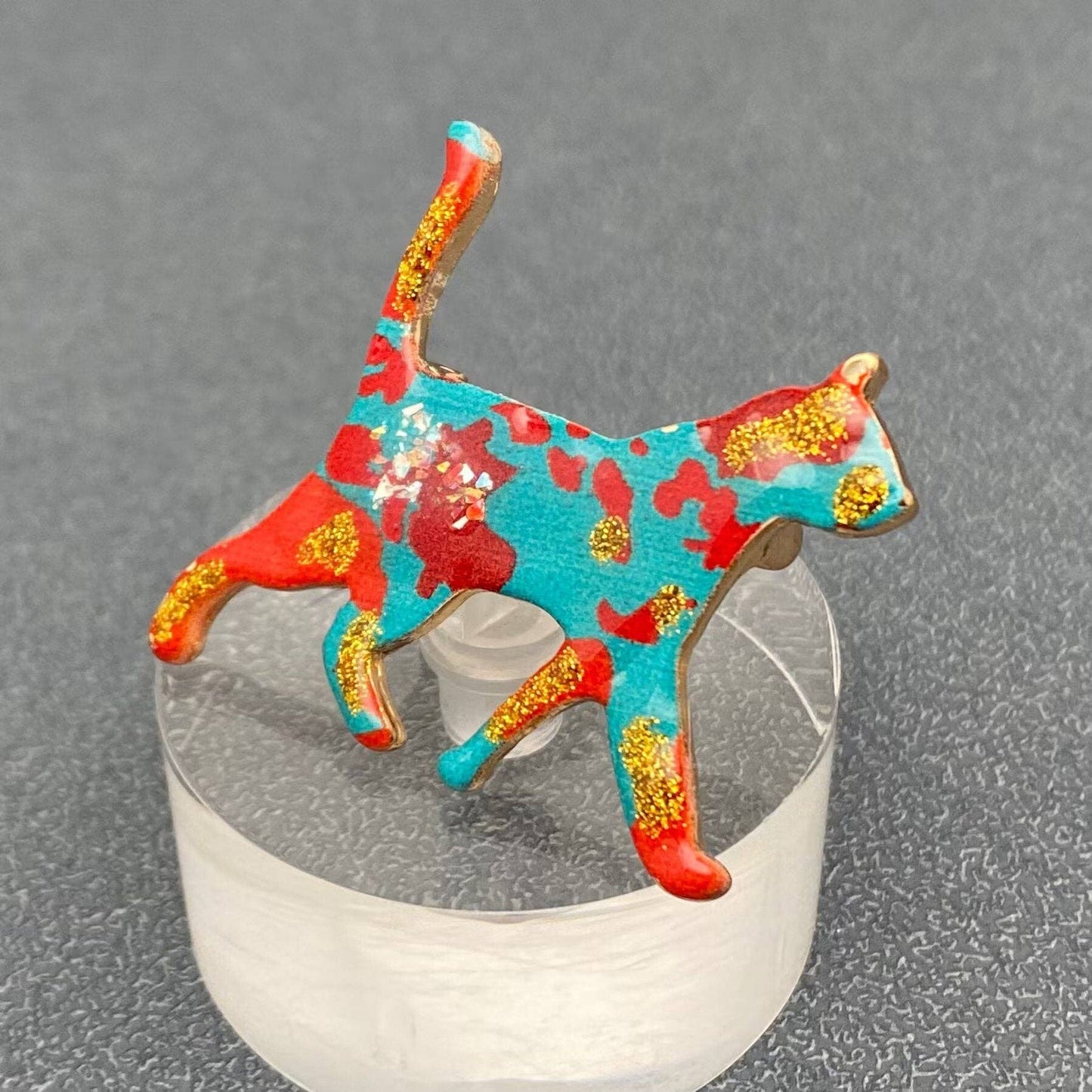 Colored Enamel Cat Brooch