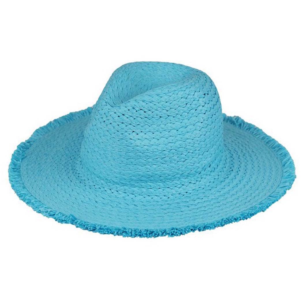 Frayed solid straw hat