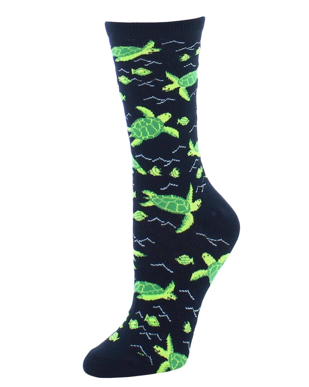 MeMoi Turtle Time Bamboo Crew Socks