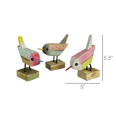 Hand painted Wood Birds assorted